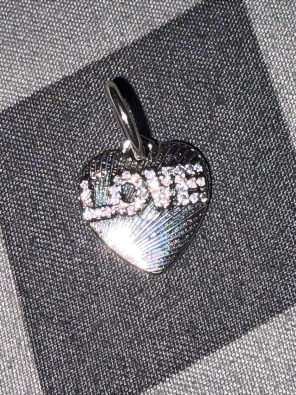 Pandora Silver Heart Charm with Pavé 'LOVE' Accent